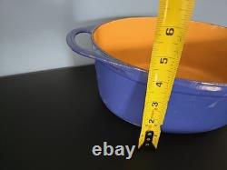 Fait main Cousance / Le Creuset France Faitout en fonte émaillée bleue #28 avec couvercle
