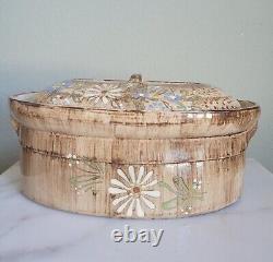 Fait main en grès vintage fait en France, cocotte en fonte avec couvercle, design floral peint à la main, marron 4