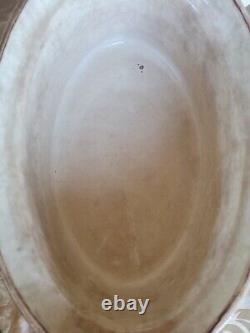 Fait main en grès vintage fait en France, cocotte en fonte avec couvercle, design floral peint à la main, marron 4