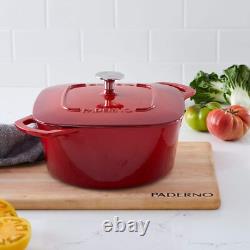 Faitout PADERNO, fonte durable, résistant au four, rouge, 5qt