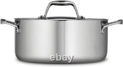 Faitout Tri-Ply de 5 Quarts Polyvalent Prêt pour Induction, Acier Inoxydable de Luxe