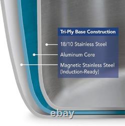 Faitout Tri-Ply de 5 Quarts Polyvalent Prêt pour Induction, Acier Inoxydable de Luxe