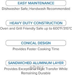 Faitout en acier inoxydable de 5,2 Qt avec couvercle en verre, compatible induction et lave-vaisselle.