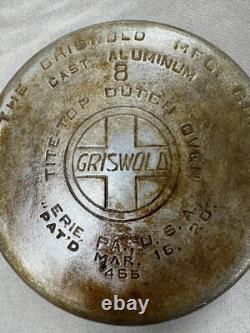 Faitout en aluminium coulé Vintage Griswold avec logo en biais #8 465 breveté le 10 février 1920