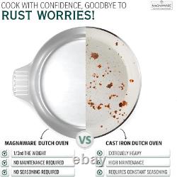 Faitout en aluminium coulé avec couvercle de 5 quarts, casserole légère avec silicone