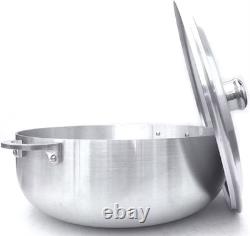 Faitout en aluminium épais avec couvercle, 18,5QT, argenté