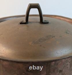 Faitout en cuivre vintage des années 1960 avec poignées et couvercle, 3Qt. Ustensiles de cuisine en cuivre