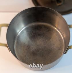 Faitout en cuivre vintage des années 1960 avec poignées et couvercle, 3Qt. Ustensiles de cuisine en cuivre