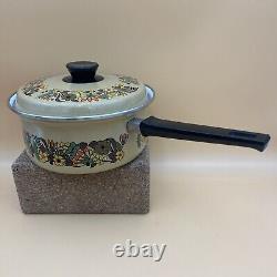 Faitout en émail Hendlers Pointerware design floral MCM ensemble vintage en émail