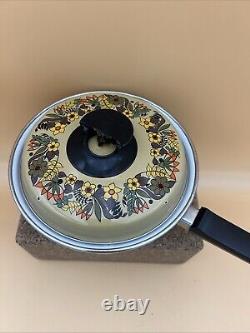 Faitout en émail Hendlers Pointerware design floral MCM ensemble vintage en émail