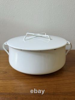 Faitout en émail blanc XL Vintage Dansk Kobenstyle 8 qt avec couvercle