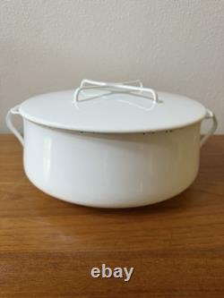 Faitout en émail blanc XL Vintage Dansk Kobenstyle 8 qt avec couvercle