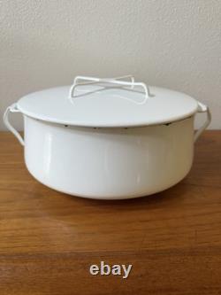 Faitout en émail blanc XL Vintage Dansk Kobenstyle 8 qt avec couvercle
