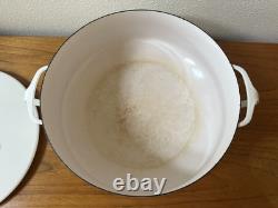 Faitout en émail blanc XL Vintage Dansk Kobenstyle 8 qt avec couvercle