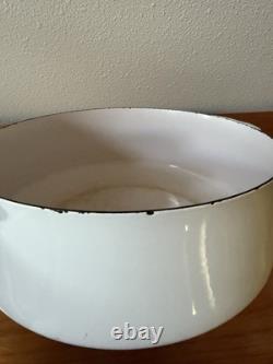 Faitout en émail blanc XL Vintage Dansk Kobenstyle 8 qt avec couvercle