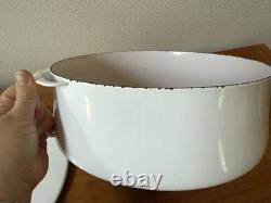 Faitout en émail blanc XL Vintage Dansk Kobenstyle 8 qt avec couvercle