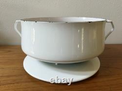 Faitout en émail blanc XL Vintage Dansk Kobenstyle 8 qt avec couvercle