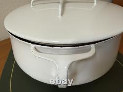 Faitout en émail blanc XL Vintage Dansk Kobenstyle 8 qt avec couvercle