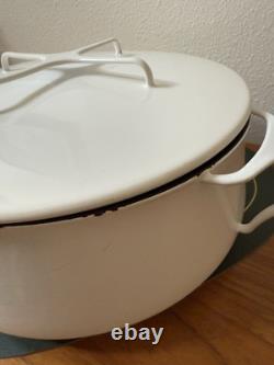 Faitout en émail blanc XL Vintage Dansk Kobenstyle 8 qt avec couvercle