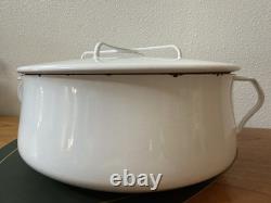 Faitout en émail blanc XL Vintage Dansk Kobenstyle 8 qt avec couvercle