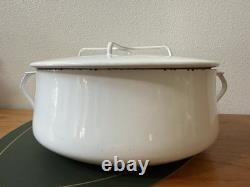 Faitout en émail blanc XL Vintage Dansk Kobenstyle 8 qt avec couvercle