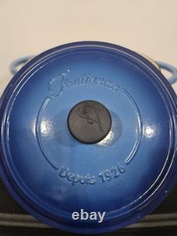 Faitout en fonte Fontignac émaillé bleu éclat 5 quart n° 26 fabriqué en France