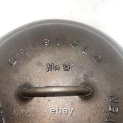 Faitout en fonte Tite-Top Griswold # 9 antique avec couvercle et trivet
