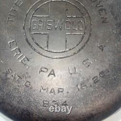Faitout en fonte Tite-Top Griswold # 9 antique avec couvercle et trivet