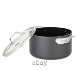 Faitout en fonte anodisée dure antiadhésive Viking de 6 quarts avec couvercle en verre NWOB