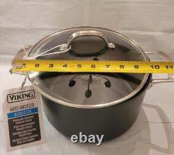Faitout en fonte anodisée dure antiadhésive Viking de 6 quarts avec couvercle en verre NWOB