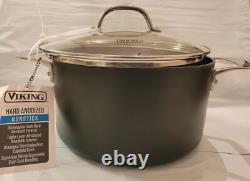 Faitout en fonte anodisée dure antiadhésive Viking de 6 quarts avec couvercle en verre NWOB