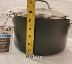 Faitout en fonte anodisée dure antiadhésive Viking de 6 quarts avec couvercle en verre NWOB