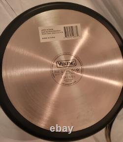 Faitout en fonte anodisée dure antiadhésive Viking de 6 quarts avec couvercle en verre NWOB