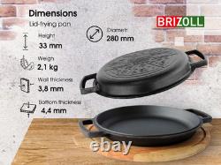 Faitout en fonte avec couvercle poêle, casserole de cuisson 6L