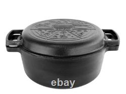 Faitout en fonte avec couvercle poêle, casserole de cuisson 6L