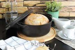Faitout en fonte avec couvercle poêle, casserole de cuisson 6L