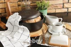 Faitout en fonte avec couvercle poêle, casserole de cuisson 6L