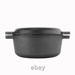 Faitout en fonte avec couvercle poêle, casserole de cuisson 6L