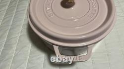 Faitout en fonte de 4 qt, rond, rose pivoine