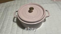 Faitout en fonte de 4 qt, rond, rose pivoine