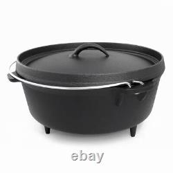 Faitout en fonte durable de 6 quarts avec couvercle et poignée en métal