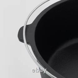 Faitout en fonte durable de 6 quarts avec couvercle et poignée en métal