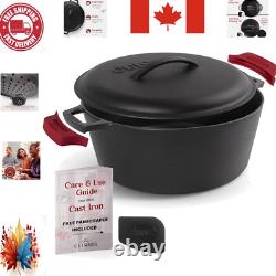 Faitout en fonte durable de 7 quarts avec couvercle braiseur parfait pour le barbecue et le camping