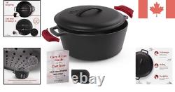 Faitout en fonte durable de 7 quarts avec couvercle braiseur parfait pour le barbecue et le camping