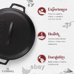Faitout en fonte durable de 7 quarts avec couvercle braiseur parfait pour le barbecue et le camping
