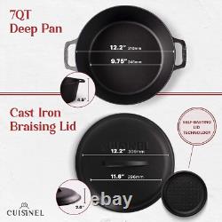 Faitout en fonte durable de 7 quarts avec couvercle braiseur parfait pour le barbecue et le camping