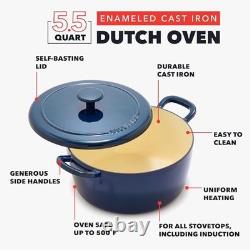 Faitout en fonte émaillée 5,5QT rond avec couvercle Cobalt GreenPan x Bobby Flay