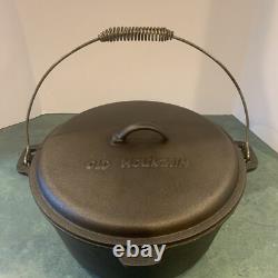 Faitout en fonte émaillée Old Mountain extra large de 12 pouces de diamètre avec couvercle