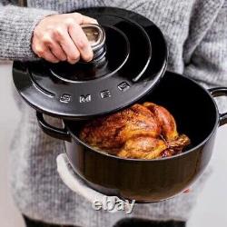 Faitout en fonte émaillée SMEG 24 cm Grande casserole et pot à soupe avec couvercle