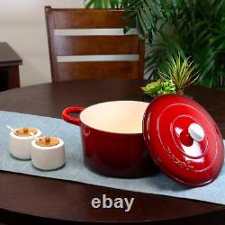 Faitout en fonte émaillée antiadhésive Artisan 7 Qt. rond en rouge écarlate avec couvercle